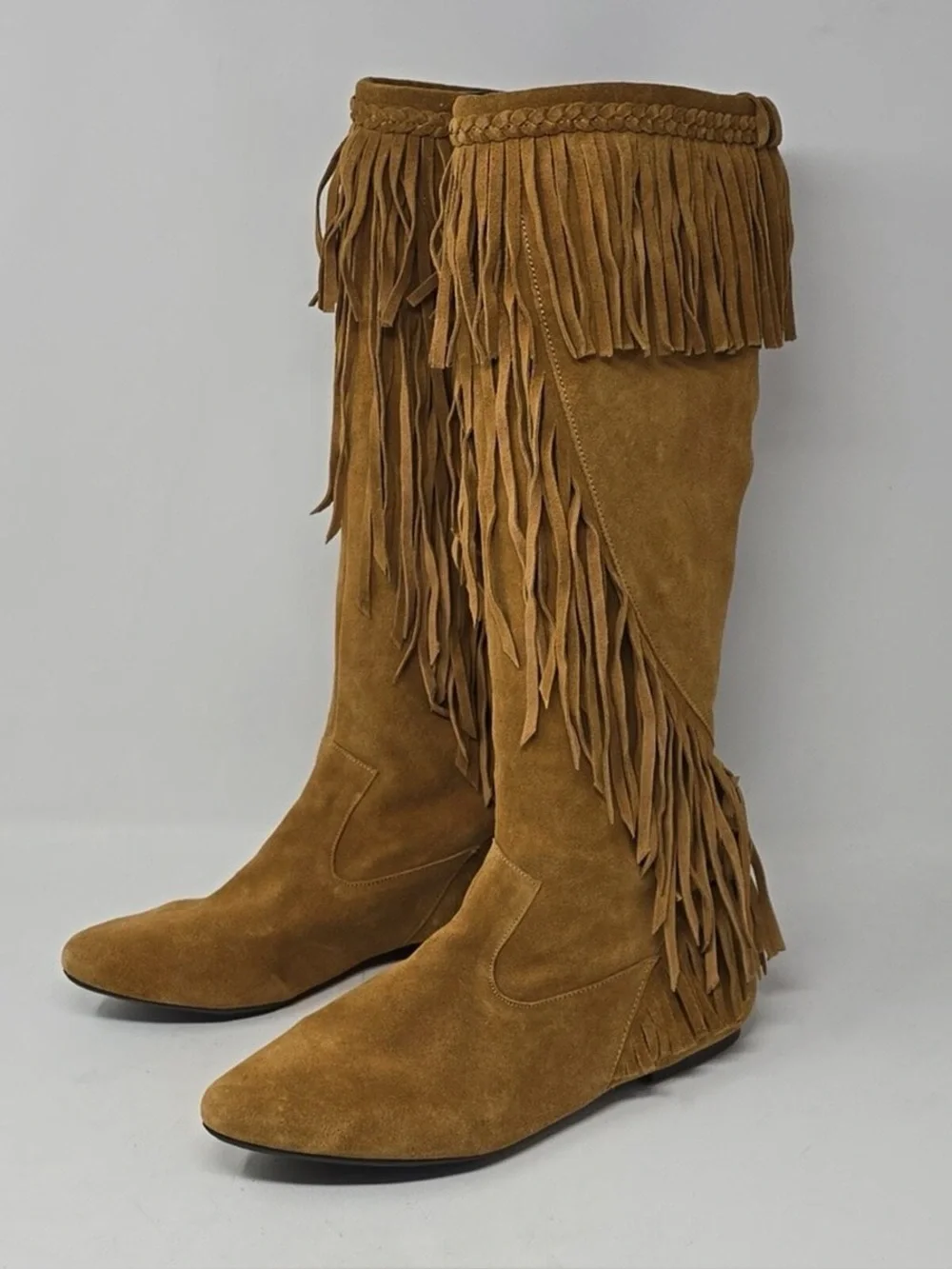 Sam Edelman Utah Suede Knee High Fringe Boots Size 8.0 M